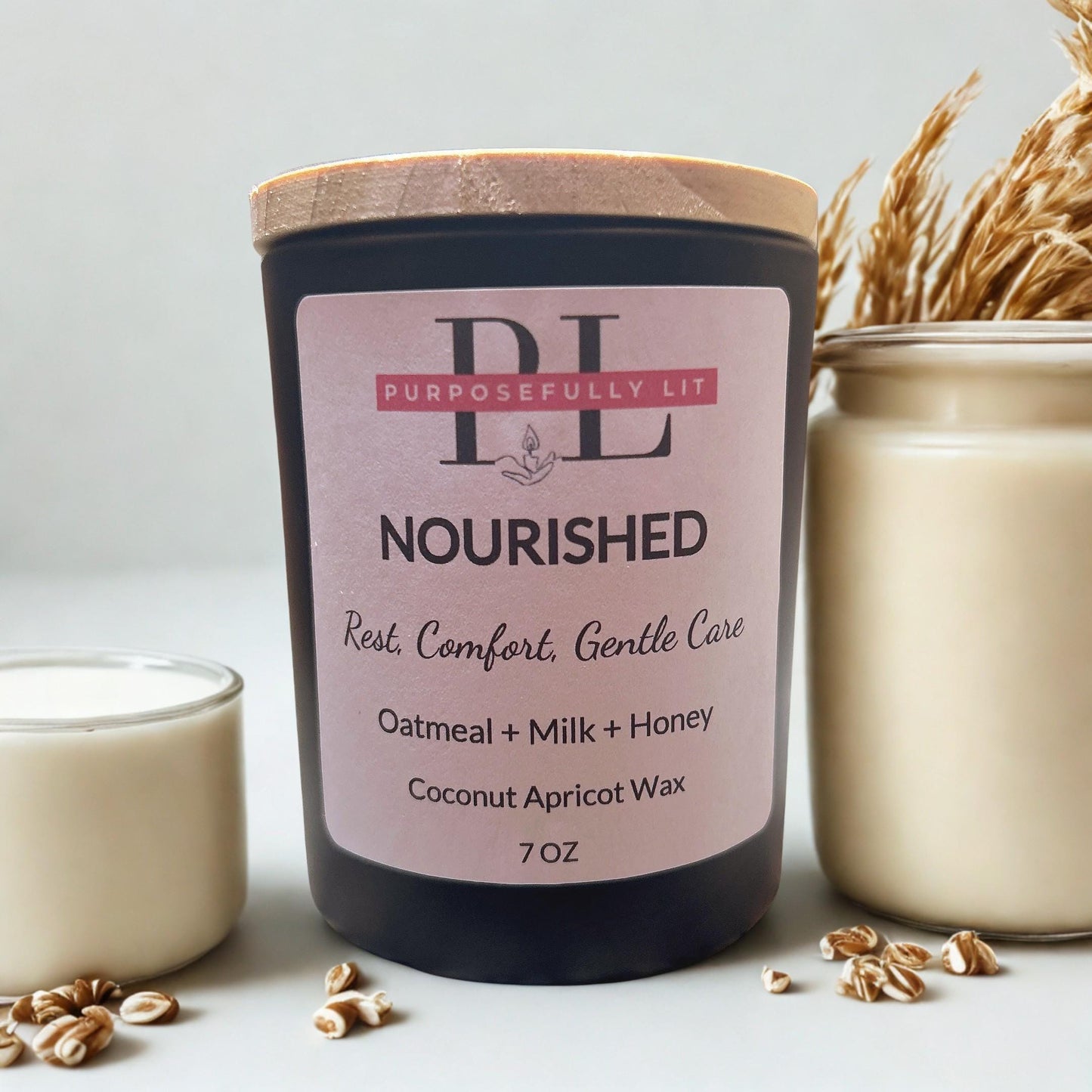 Nourished | 7oz Affirmation Candle | Oatmeal, Milk & Honey | Inspirational Gift