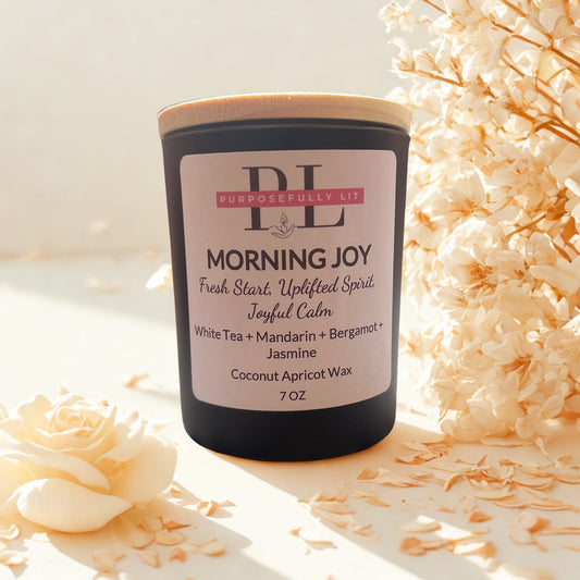 New - Morning Joy| 7oz Affirmation Candle | White Tea, Mandarin, Bergamot & Jasmine | Inspirational Gift