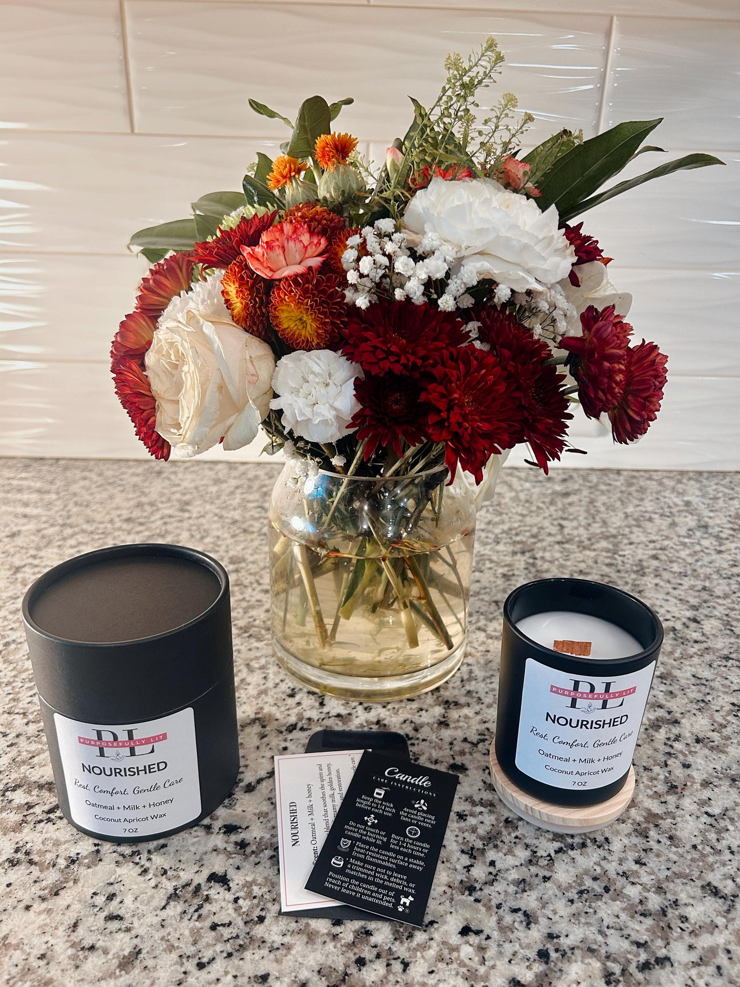 Nourished | 7oz Affirmation Candle | Oatmeal, Milk & Honey | Inspirational Gift